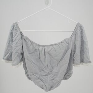 Paper Heart Women's Gray Lace Trim Off Shoulder Crop Top Size M